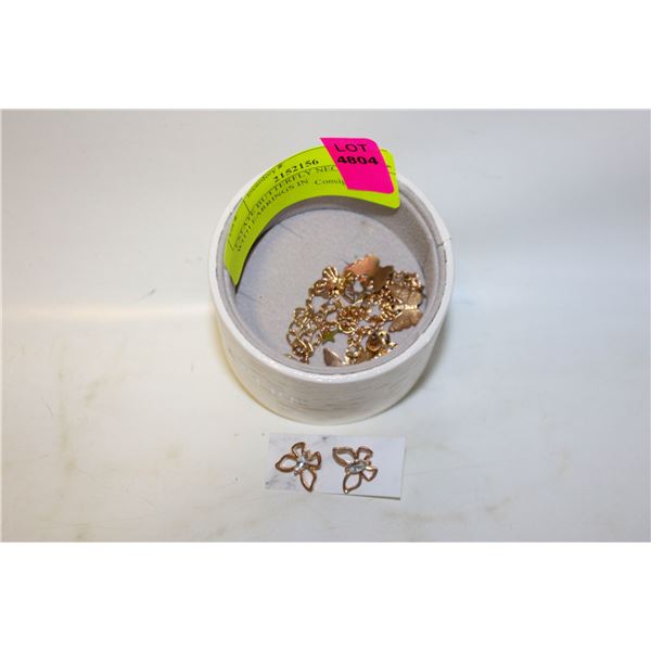 ESTATE BUTTERFLY NECKLACE WITH EARRINGS IN