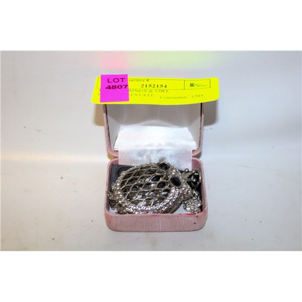 OWL EARRINGS & OWL PENDANT-ESTATE