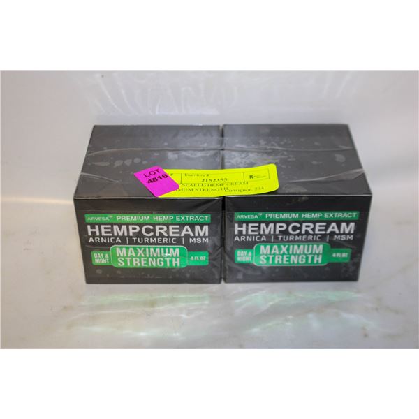 NEW 2 SEALED HEMP CREAM MAXIMUM STRENGTH