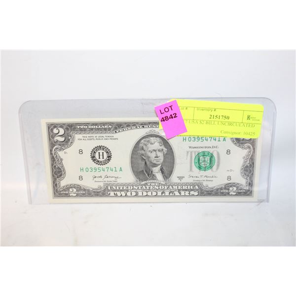 2017 USA $2 BILL UNCIRCULATED