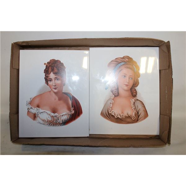 2 TILE PAINTINGS AUTOGRAPHED MONREAU