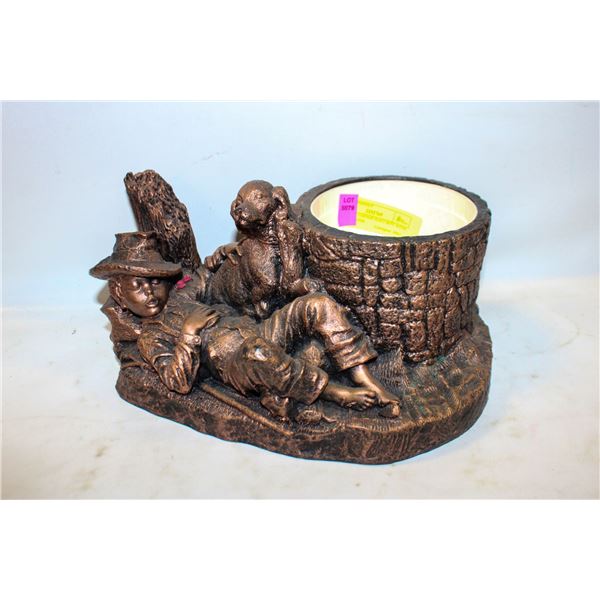 VINTAGE COPPERCRAFT BOY WITH DOG PLANTER