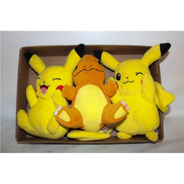 3 POKEMON STUFFIES INC 2 PIKACHU