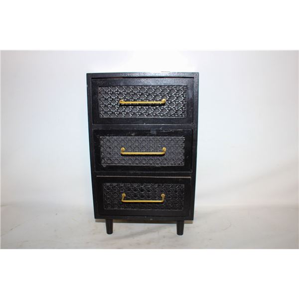 BLACK 3 DRAWER JEWELRY BOX