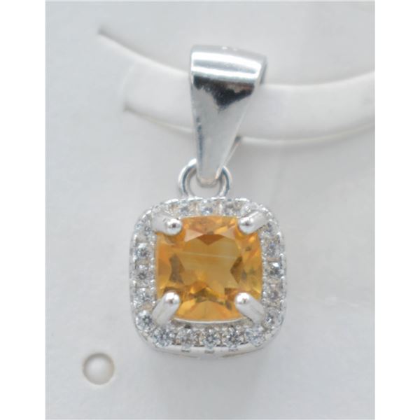 #73-NATURAL YELLOW CITRIN & ZIRCON PENDANT