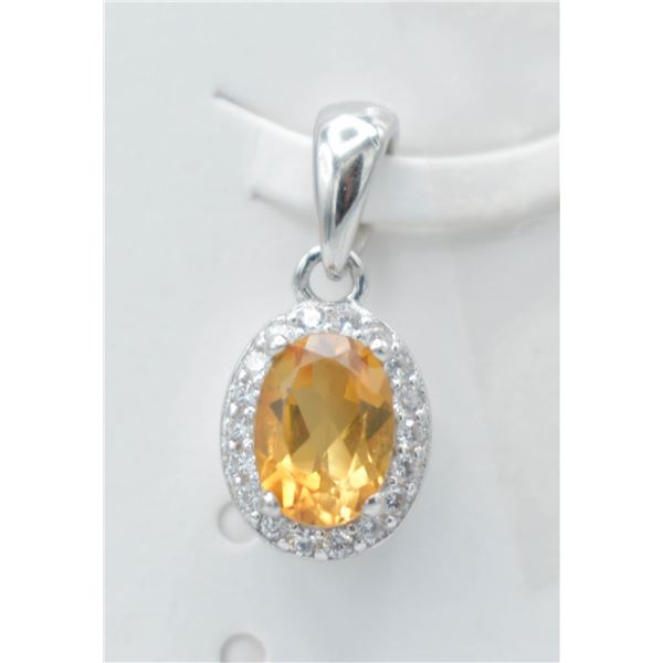 #102-NATURAL CITRIN & CZ  PENDANT