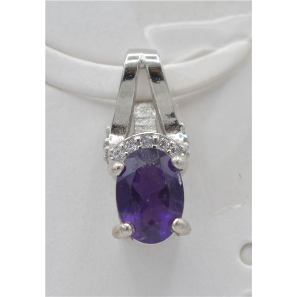 #83-NATURAL AMETHYST & CZ  PENDANT