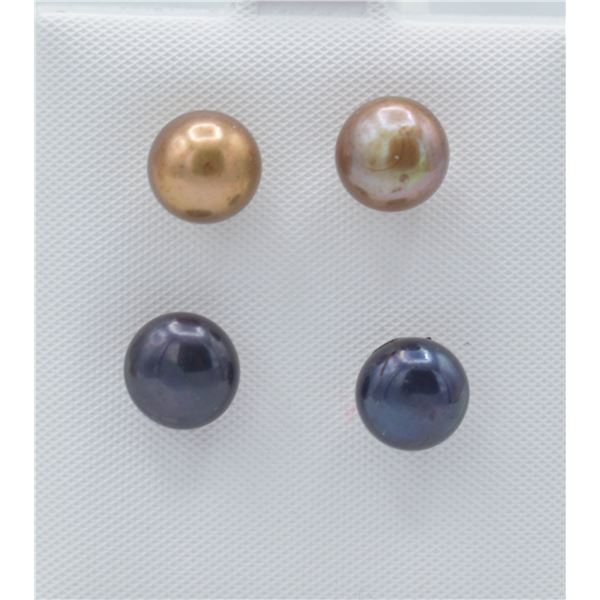 #171-NATURAL AKOYA PEARL STUD EARRINGS 2 PAIRS