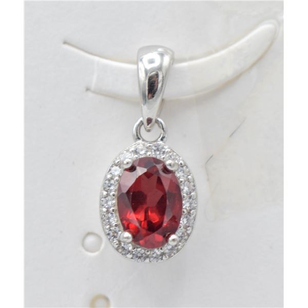 #127-NATURAL GARNET & CZ   PENDANT