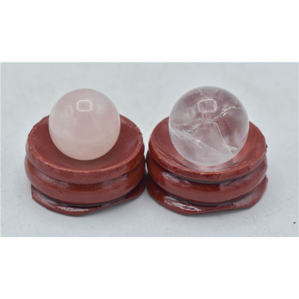 #230- NATURAL PINK ROSE QUARTZ & CLEAR ASPHEREBALL
