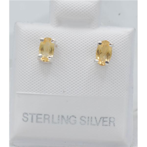 #43-NATURAL YELLOW CITRIN STUD EARRINGS