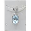 Image 1 : #141-NATURAL BLUE TOPAZ & CZ PENDANT