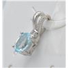 Image 2 : #141-NATURAL BLUE TOPAZ & CZ PENDANT