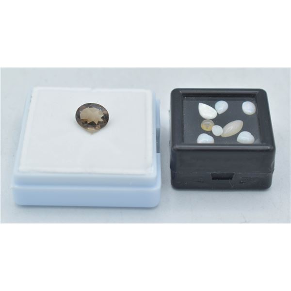 #95- NATURAL OPAL 2.00CT 7 SMOOKY QZ 2.33CT