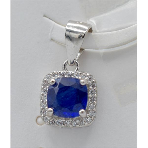 #63-NATURAL BLUE SAPPHIRE & ZIRCON PENDANT