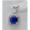Image 1 : #63-NATURAL BLUE SAPPHIRE & ZIRCON PENDANT