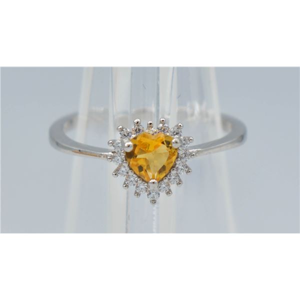 #154-NATURAL CITRIN & ZIRCON  RING SIZE 7