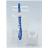 Image 2 : #215-NATURAL BLUE JADE BRACELET & PEARL EARRINGS