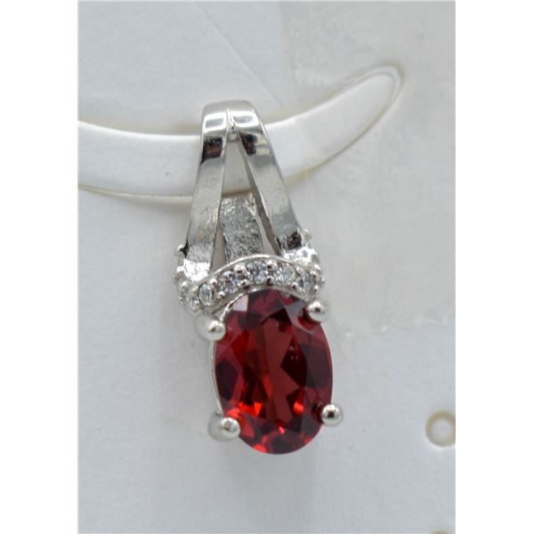 #116-NATURAL GARNET & CZ PENDANT