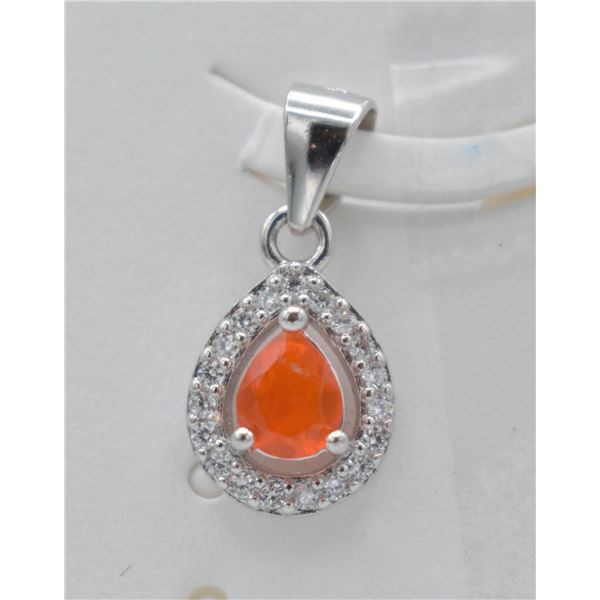 #134-NATURAL ORANG OPAL & ZIRCON PENDANT