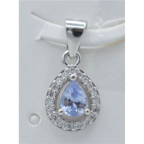 #144-NATURAL TANZANITE  & ZIRCON PENDANT