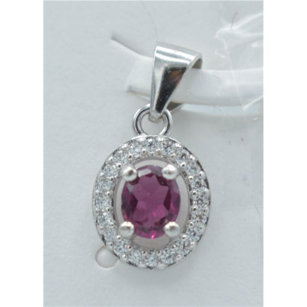 #116-NATURAL PHODOLITE GARNET & CZ PENDANT
