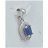 Image 2 : #108-NATURAL BLUE SAPPHIRE & ZIRCON PENDANT