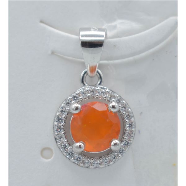 #136-NATURAL ORANG OPAL & ZIRCON PENDANT