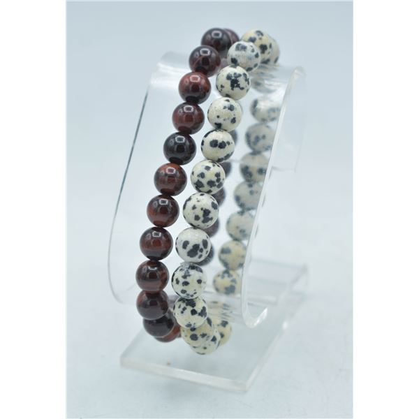 #158-NATURAL RED TIGER EYE & JASPER SPOT BRACELET
