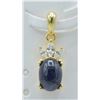 Image 1 : #109-NATURAL BLUE SAPPHIRE & ZIRCON PENDANT