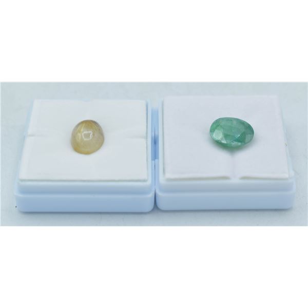 #100- NATURAL EMERALD 6.25 CT & COLOURLESS QZ 6.55