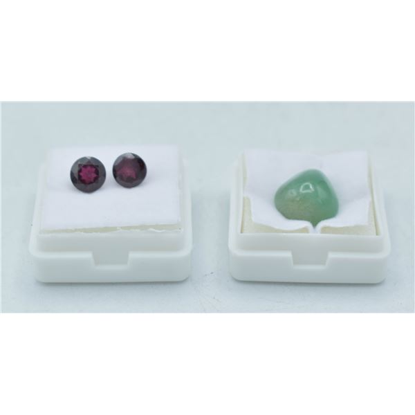 #73- NATURAL  RED GARNET 3.00CT & AVENTURINE 7.75