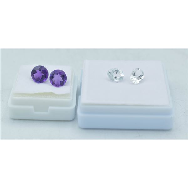 #90-NATURAL AMETHYST 3.80CT & WHITE TOPAZ 3.91 CT