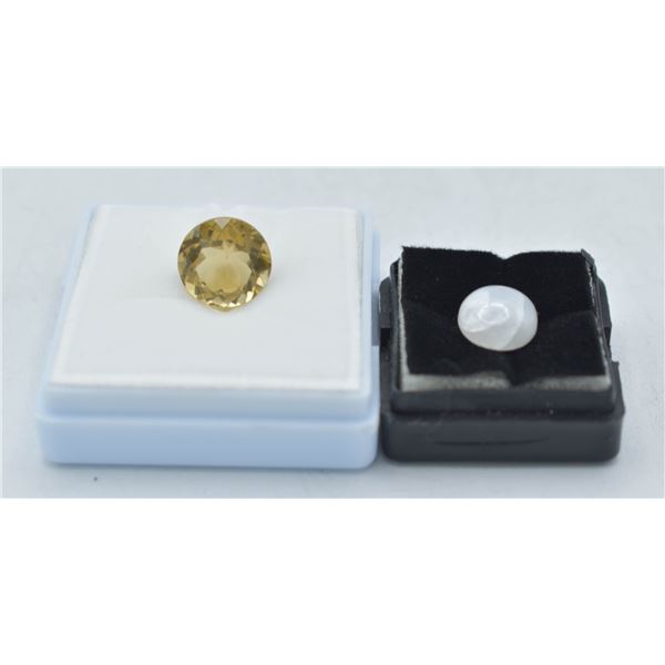 #96- NATURAL MOONSTONE 4.00CT & LEMON QZ 5.99 CT