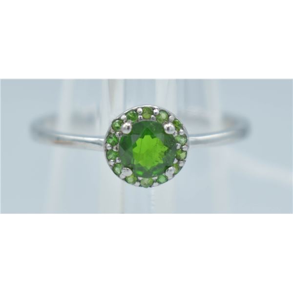 #02-NATURAL CHROMEDIOPSIDE & TSAVOITE RING SIZE 8.