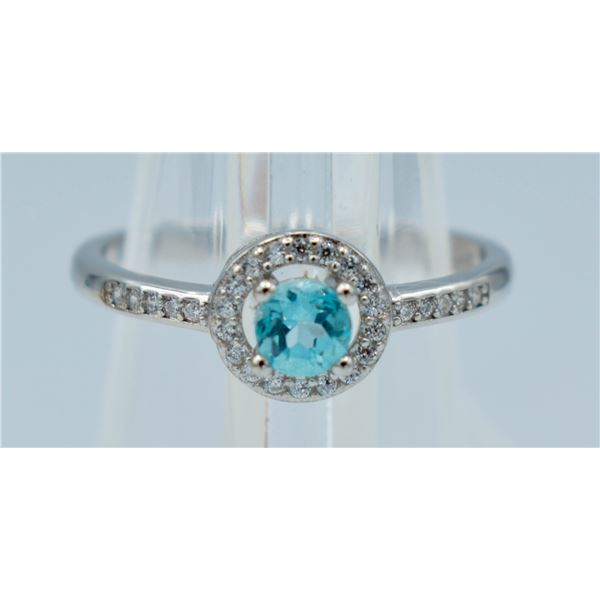 #03- NATURAL SEA FOAM BLUE ZIRCON RING SIZE 7.75