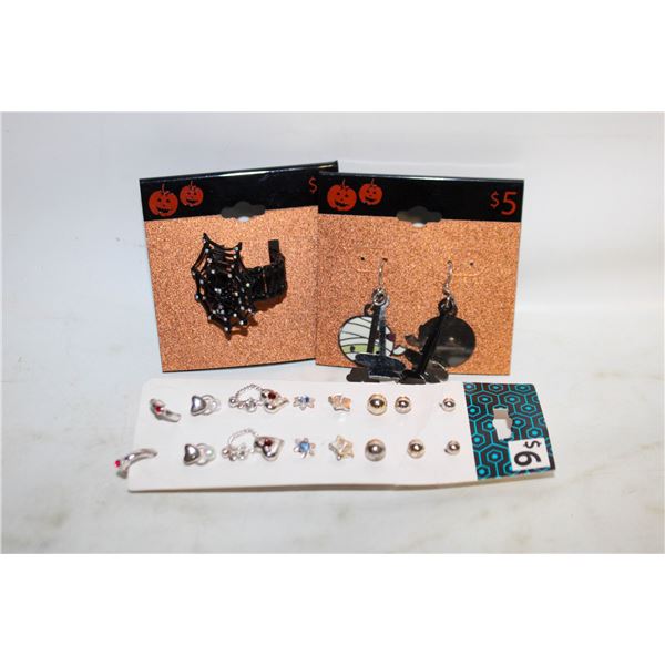SPOOKY JEWELRY & 9 SETS EARRINGS