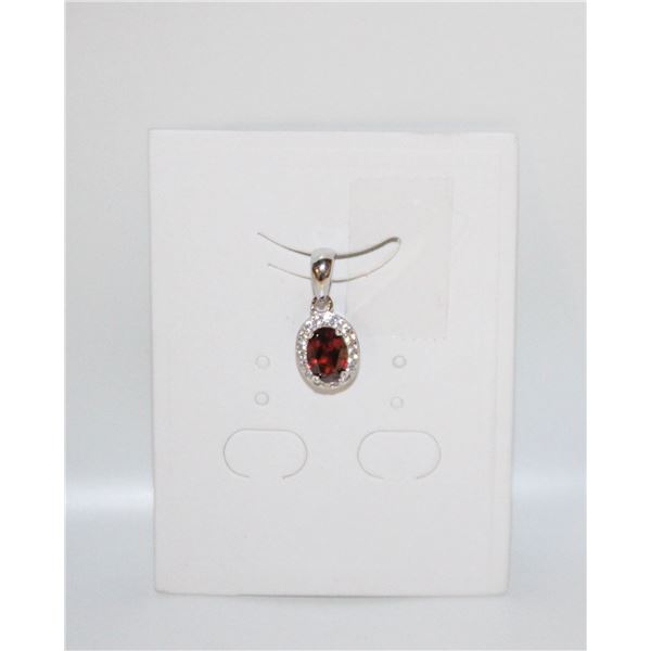 #126-NATURAL GARNET & CZ   PENDANT