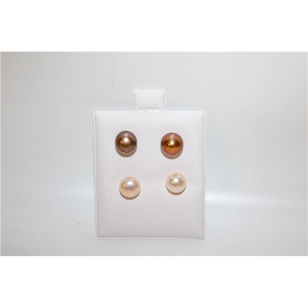 #180-NATURAL AKOYA PEARL STUD EARRINGS 2 PAIRS