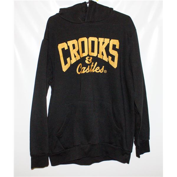 MENS L CROOKS AND CASTLES BLACK HOODIE