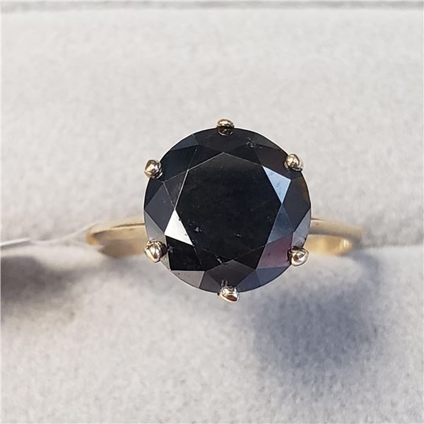 10K YELLOW GOLD BLACK DIAMOND(3.7CT) RING SZ 6.25