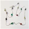 Image 1 : SILVER GENUINE MULTI GEMSTONE 18" (10CT) NECKLACE