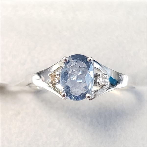 10K WHITE GOLD SAPPHIRE(1CT) DIAMOND