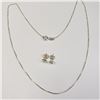 Image 1 : SILVER 16" CHAIN AND CZ EARRING SET