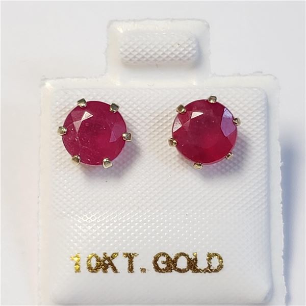 10K YELLOW GOLD RUBY(3.1CT) EARRINGS WEIGHT