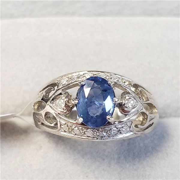 14K WHITE GOLD NATURAL SAPPHIRE(1CT)