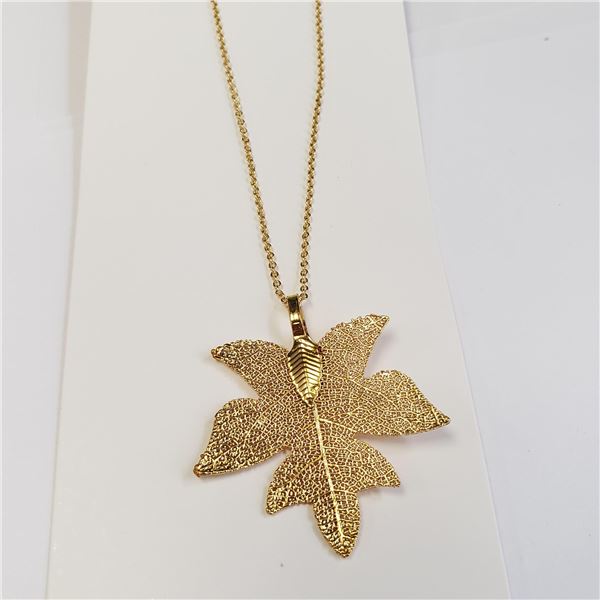 NATURAL LEAF GOLD PLATED NECKLACE