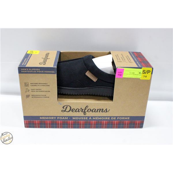 DEARFOAMS MENS SLIPPERS SIZE 7-8 BLACK