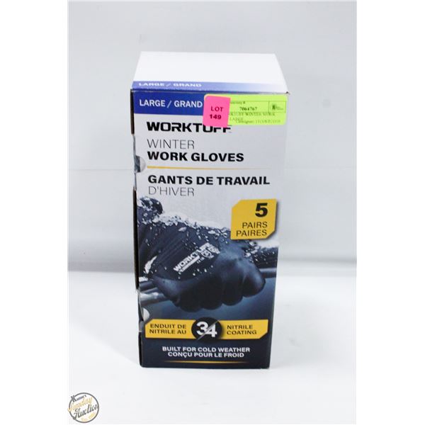 5PK WORKTUFF WINTER WORK GLOVES LARGE