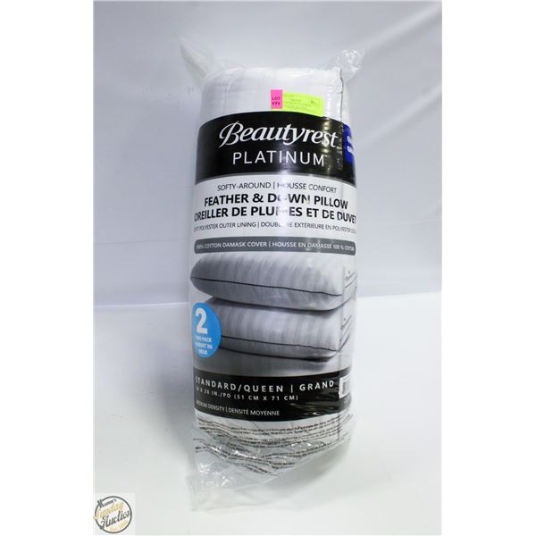 2PK BEAUTY REST PLATINUM QUEEN FEATHER PILLOWS